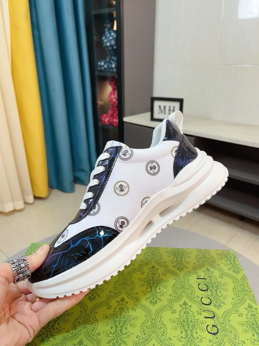 Men's shoes 💰440🌹🌹GUCCI [Gucci] New high-end brand of men's shoes, the latest fashionable casual men's shoes, trendy and versatile style, relaxed and sporty style, uppers imported from Italy, first-layer cowhide, genuine leather lining and ultra-fine workmanship. Original personalized fashionable rubber wear-resistant outsole, light and comfortable on the foot, size 38-44